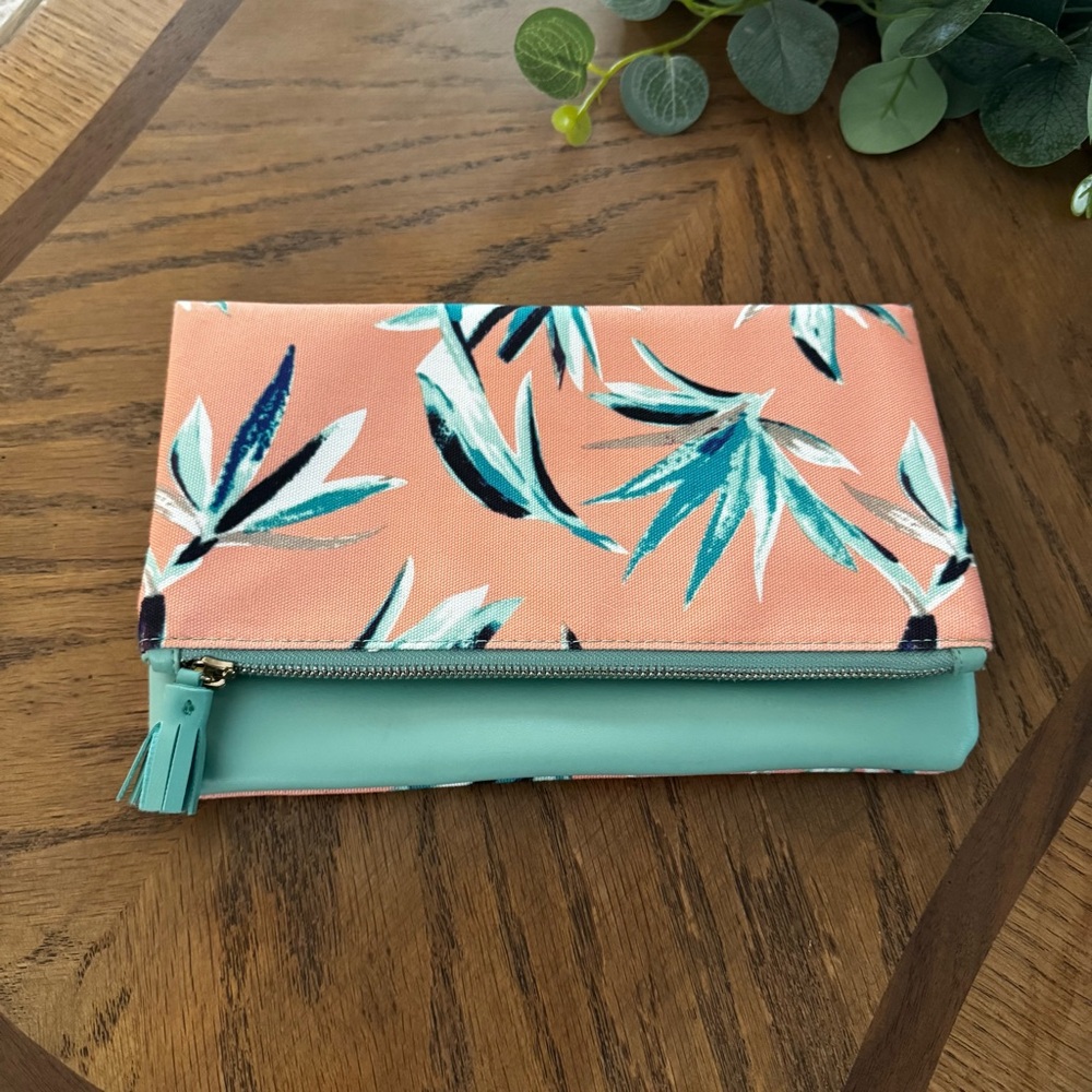 Rachel Pally Floral Clutch Bag in Peach and Mint